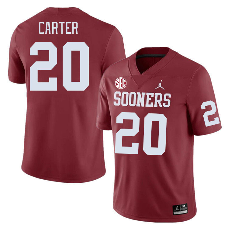 Men #20 Lewis Carter Oklahoma Sooners 2024 SEC Conference College Football Jerseys-Crimson